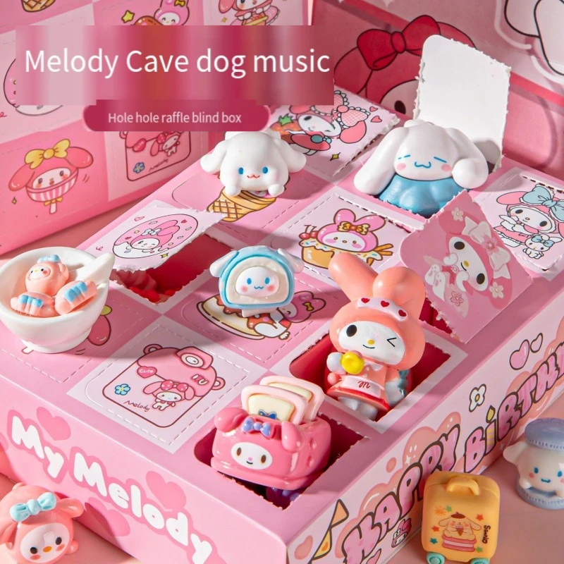

Sanrio My Melody Blind Box Lottery Student Birthday Gift Play HouseToy Cute Cartoon Kuromi Doll Action Figure Model Girl Hair