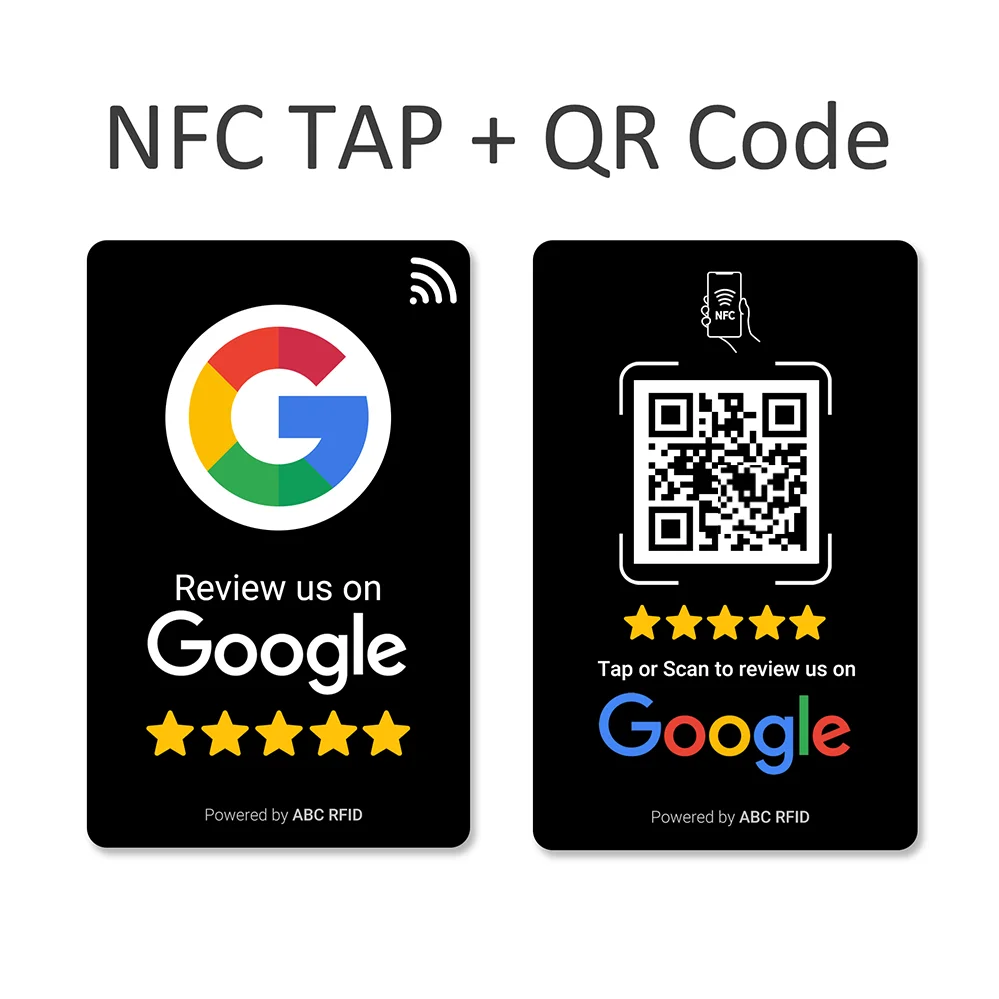 مراجعة بطاقة العمل لجوجل، NFC Tap ورمز الاستجابة السريعة الديناميكي، إعداد سهل مع إدارة رابط المراجعة، لا يتطلب التطبيق