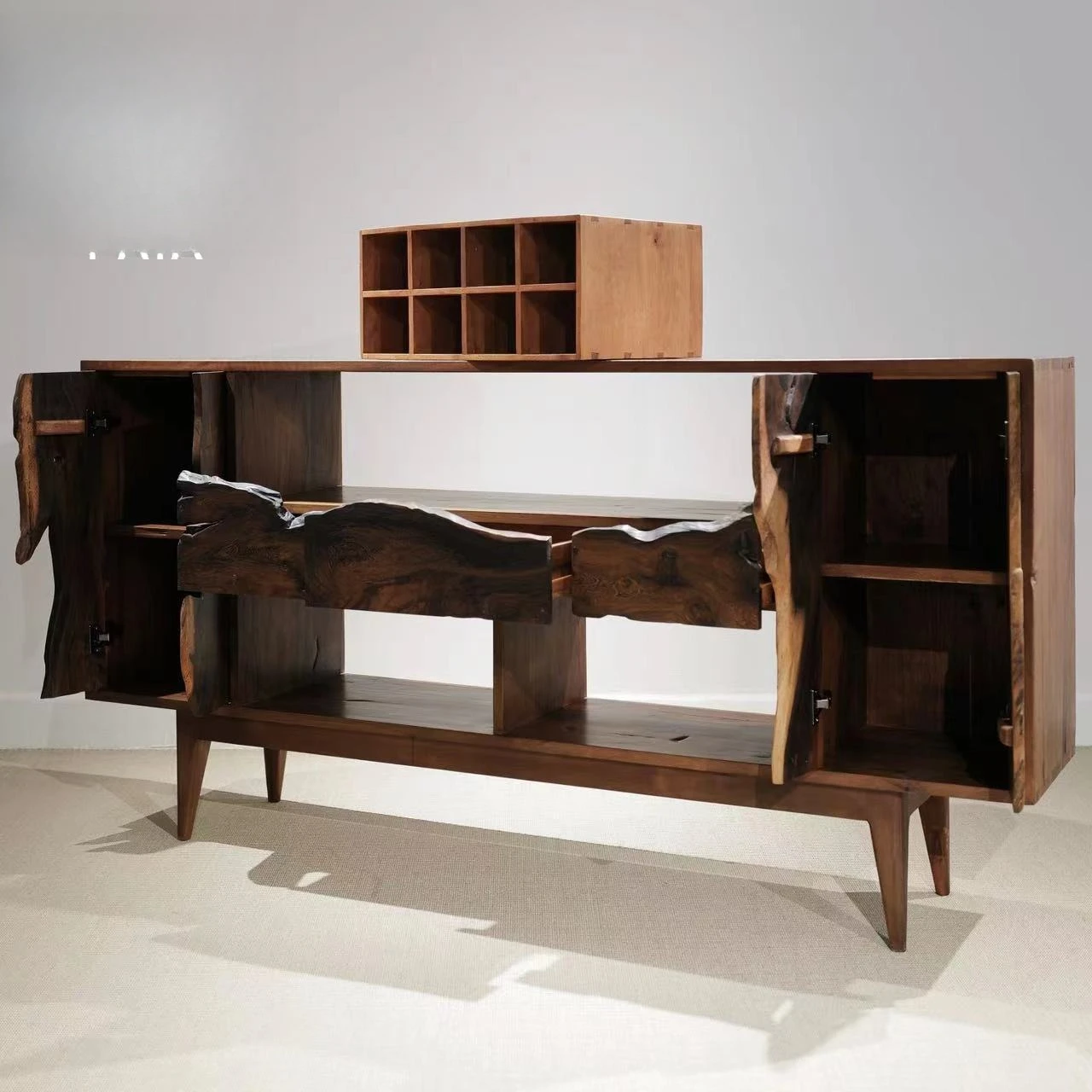 Ancient wood ridge line long cabinet, solid wood dining side cabinet, wood panel side cabinet