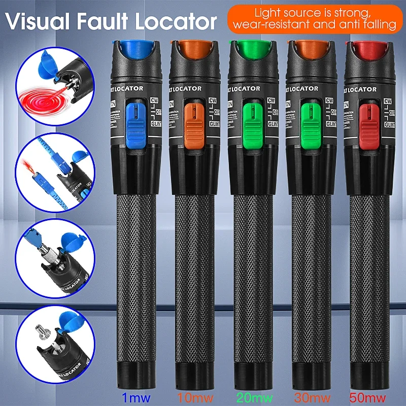 

FTTH Fiber Optic Cable Tester Pen 1/10/20/30/50mw Visual Fault Locator SC/FC/ST 2.5mm Interface VFL 5-50Km Range