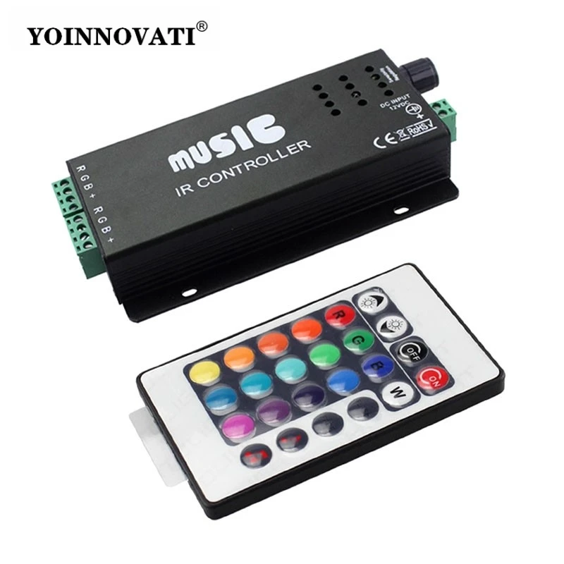 LED Music Controller 24-Key IR Remote Kit: RGB Colorful Strip Light Dimmer, DC12-24V for KTV Party Home Decoration Lighting