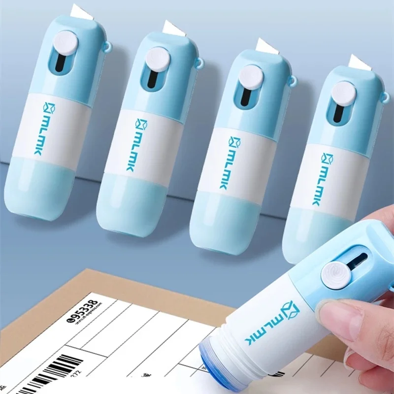 2 In 1 Thermal Paper Correction Fluid with Retractable Unboxing Knife Express Invoice Privacy Information Smear Fluid Alter Tool