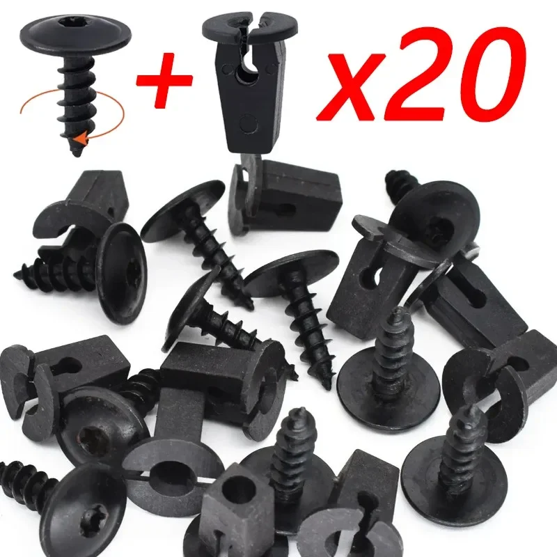 

20pcs Car Fastener Clips Rivet with Base Auto Fender Lining Door Panel Pin Retainer Snap Screw Kit