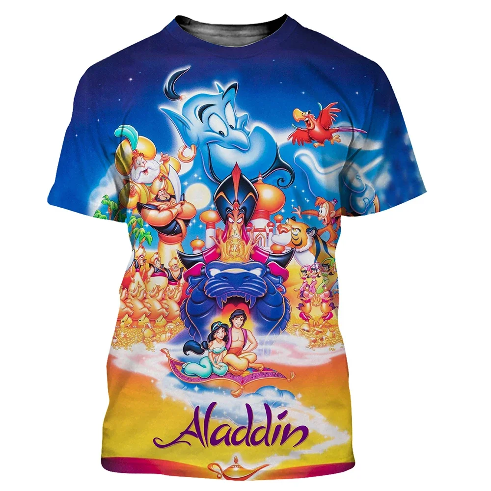 Disney T-Shirts Aladdin Cartoon Anime 3D Print Streetwear Men Women Fashion Oversized T Shirt Kids Boys Girls Tees Tops Clothing