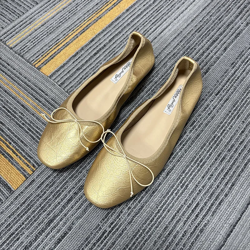 Neue modische Damen-Ballerinas mit runder Spitze, flache Slip-On-Schuhe, weiche, bequeme, elegante Damenschuhe mit flachem Absatz – Detail 20