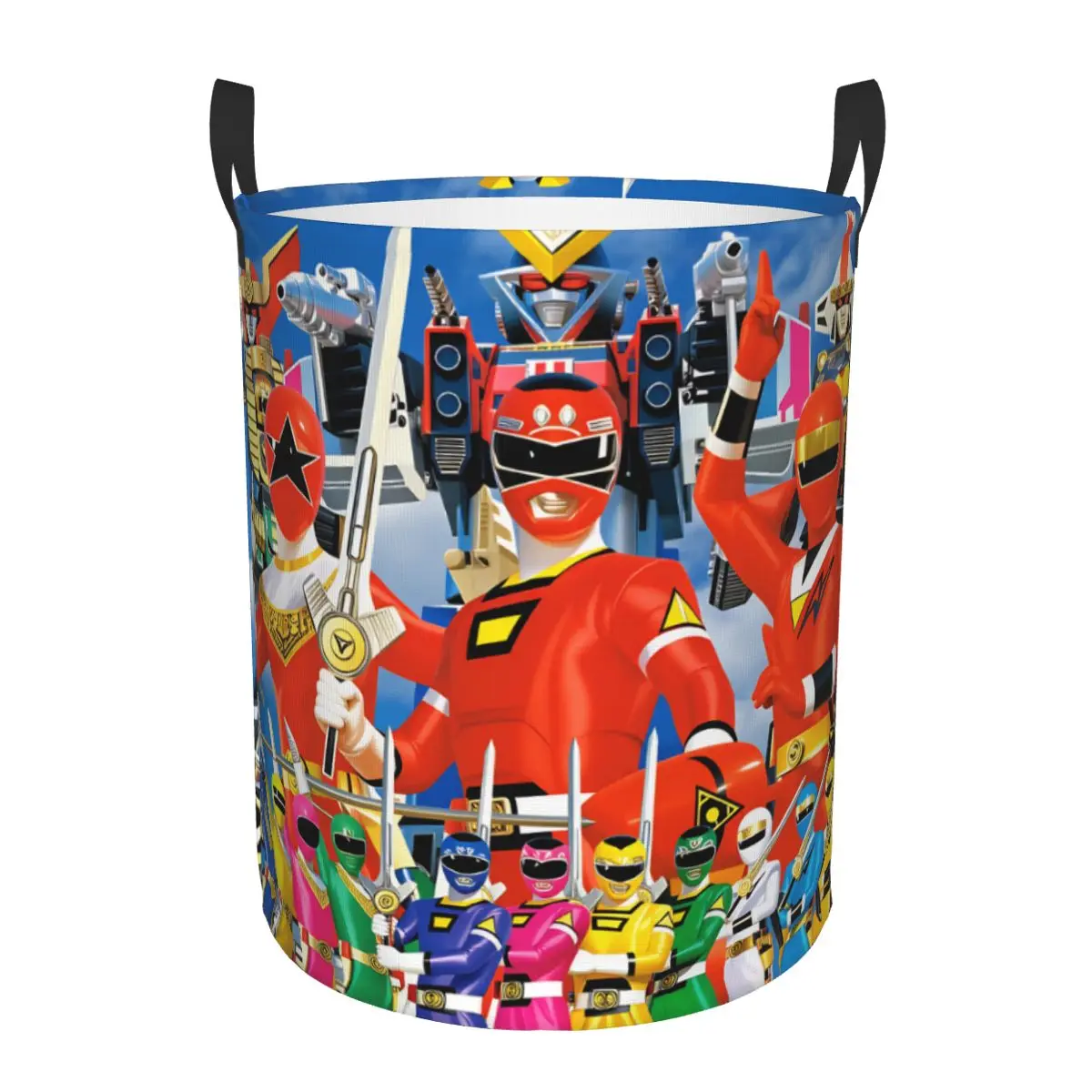 

Ohranger Robo Super Sentai Red Racer Laundry Hamper Storage Basket Mega Red RV Robo Book Socks Bin Organizer for Bathroom