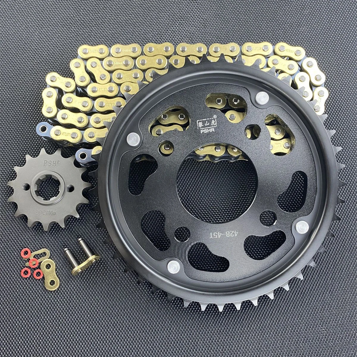 

428 14T/15T Front 36T/38T/40T/42T/43T/44T/45T/47T/49T/50T/52T Rear Sprocket Kit with O Seal Ring Chain for WH150 Motorcycle Bike