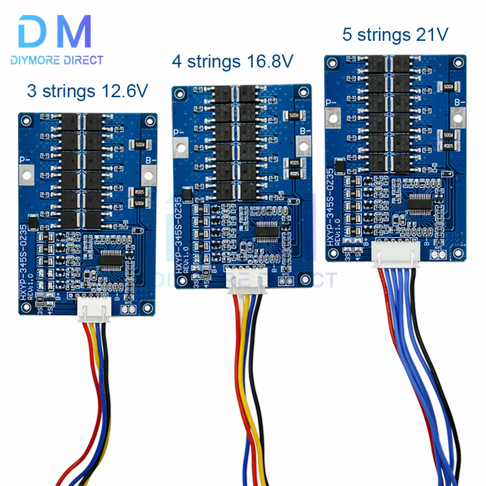 Batteria al litio agli ioni di litio 3/4/5S 35A BMS 18650 Protezione caricabatterie 12,6 V 16,8 V 21 V Protezione con radiatore di controllo della