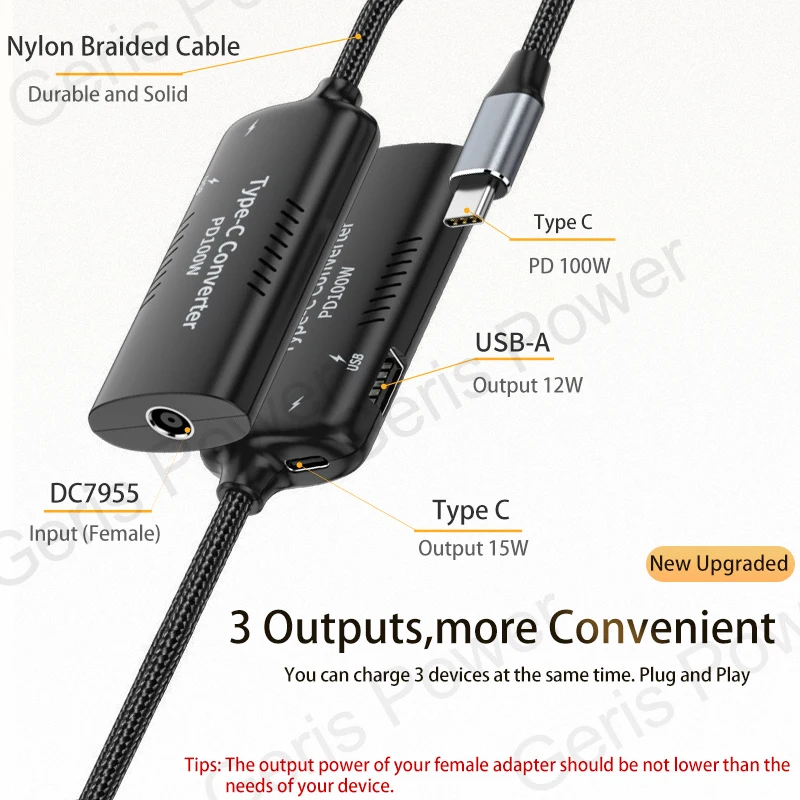 100 واط تيار مستمر إلى USB C محول الطاقة محول ل ماك بوك لينوفو Hp Asus هواوي محمول اللوحي نوع C QC3.0 شحن سريع كابل