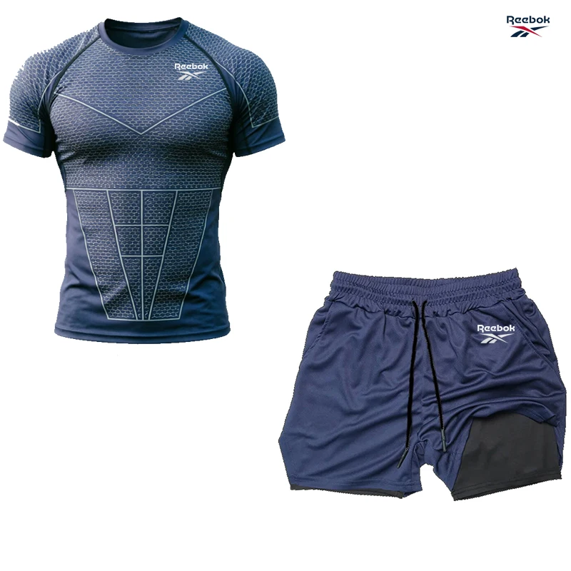 Reebok 2-in-1 Shorts with Compression T-Shirt - Men's Sports Set - Quick-Dry Running Sportswear - Fitness Training Collection - view 2
