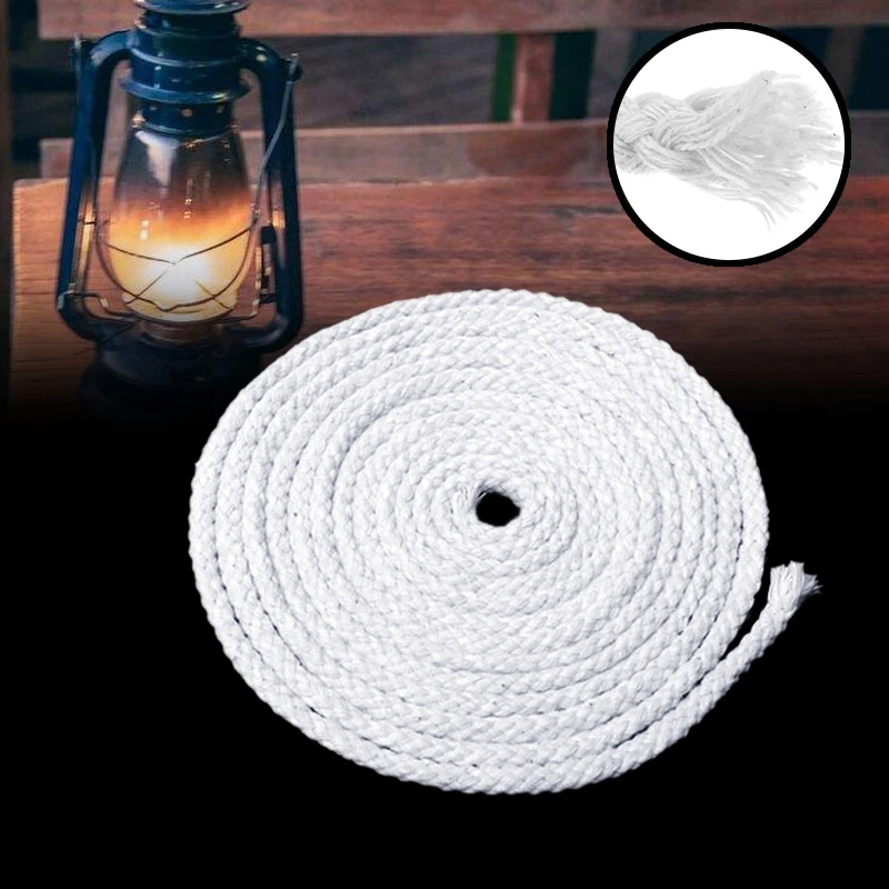 3M Long 6MM Thick Alcohol Wick Rope Burner Cotton Wick Round Soft Cotton Kerosene Glass Wicks DIY Candle Oil Lamp Accessories