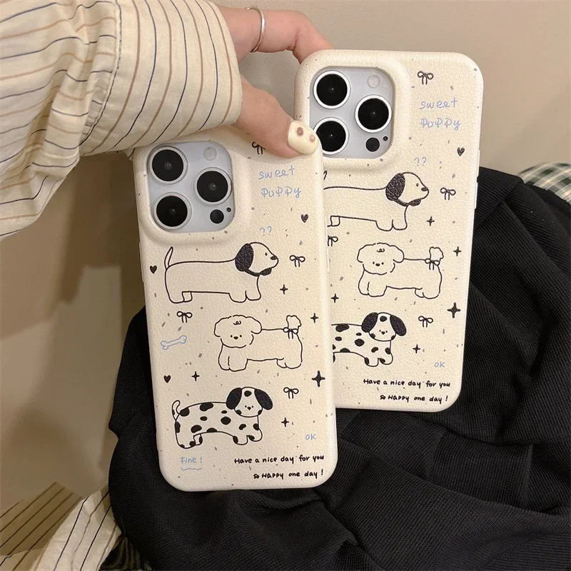 강아지 그래피티 휴대폰 케이스 커버, 아이폰 11, 12, 13, 14, 15, 16 프로 맥스용 충격 방지 케이스