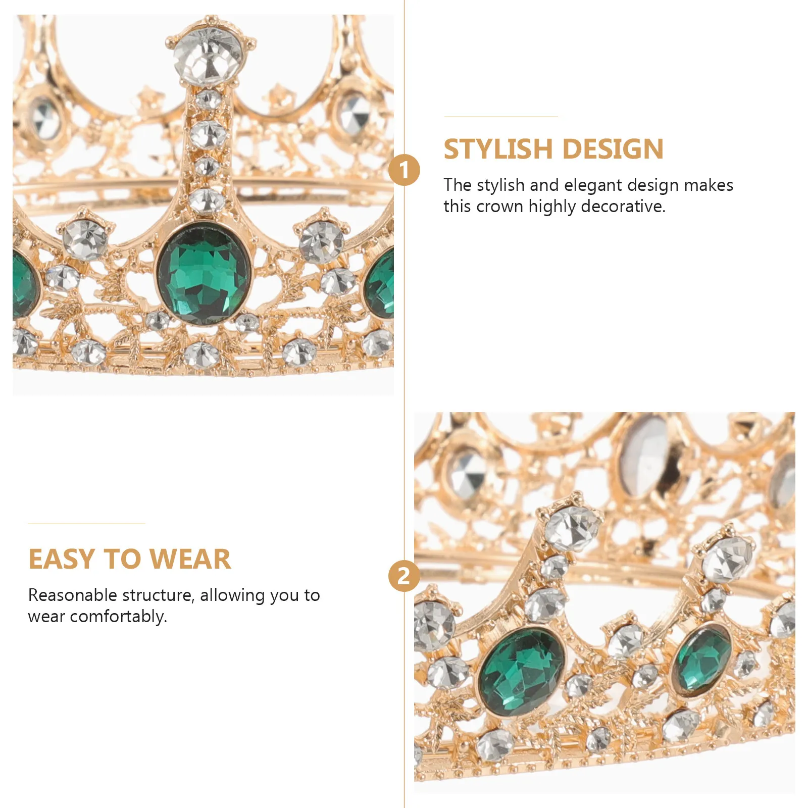 

1Pcs Exquisite Alloy Crystal Baroque Style Round Bridal Wedding Crown for Bride Hair Decor Fashion Elegant Tiara Wedding