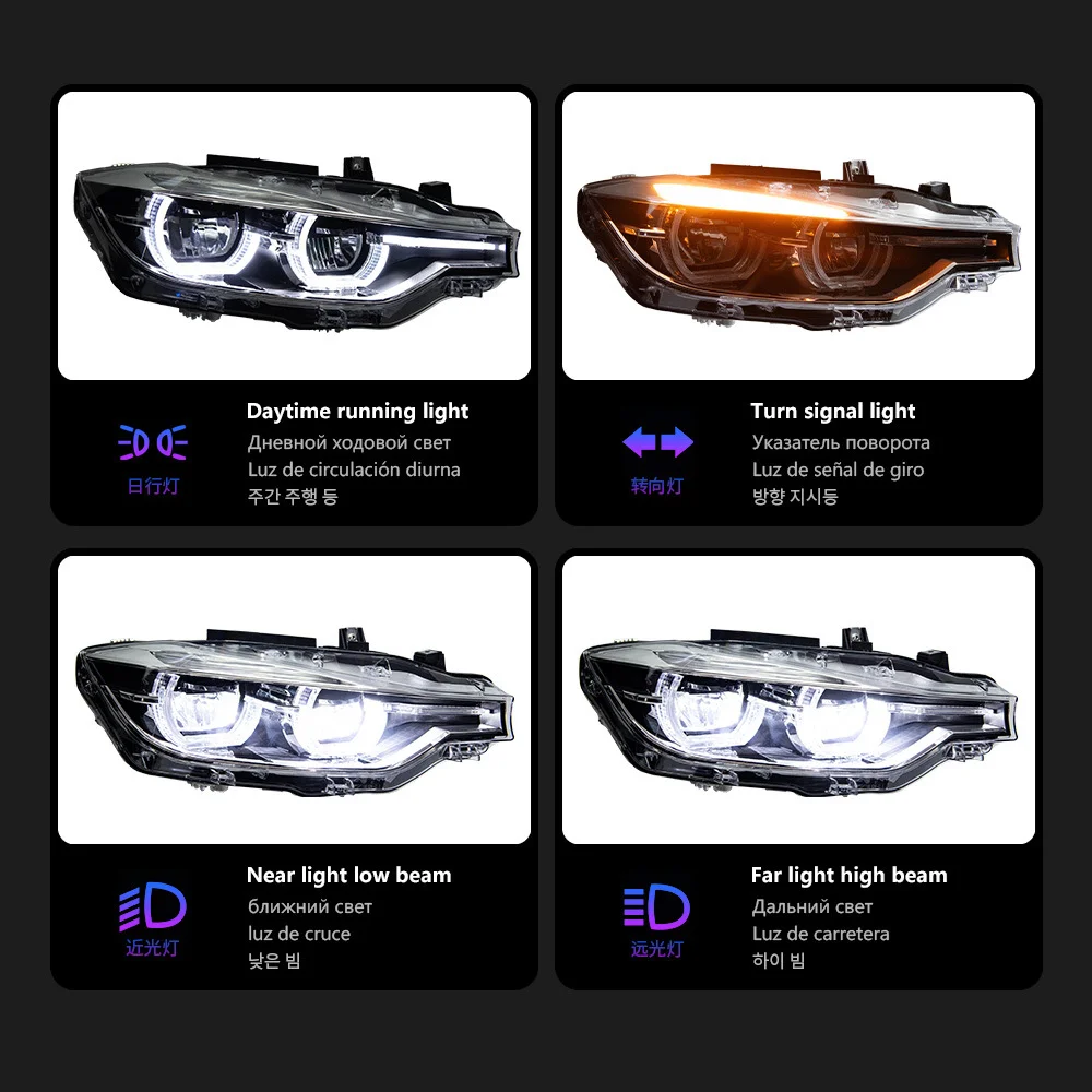 Für 2012–2019 BMW F30 Xenon modifizierte löffelförmige Scheinwerferbaugruppe LED-Blinkerzubehör