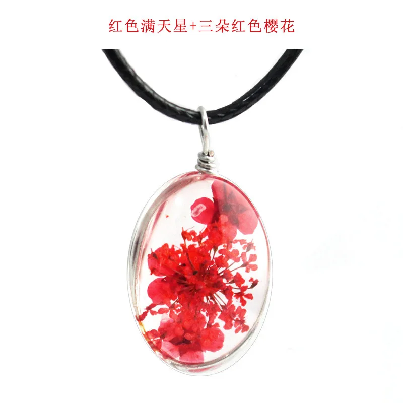 Hot Sale Classic Charm Glass Real Dried Flower Pendant Fashion Oval Pendant Necklace For Women Necklace Jewelry Gifts Wholesale