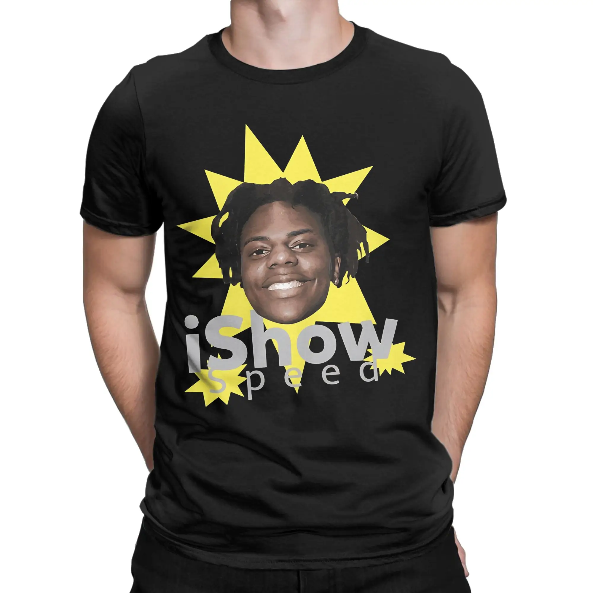 Funny Ishowspeed YouTuber  T-Shirt Beach  Cotton T-Shirts For Men's Design Tshirt Short Sleeves Funny Clothing