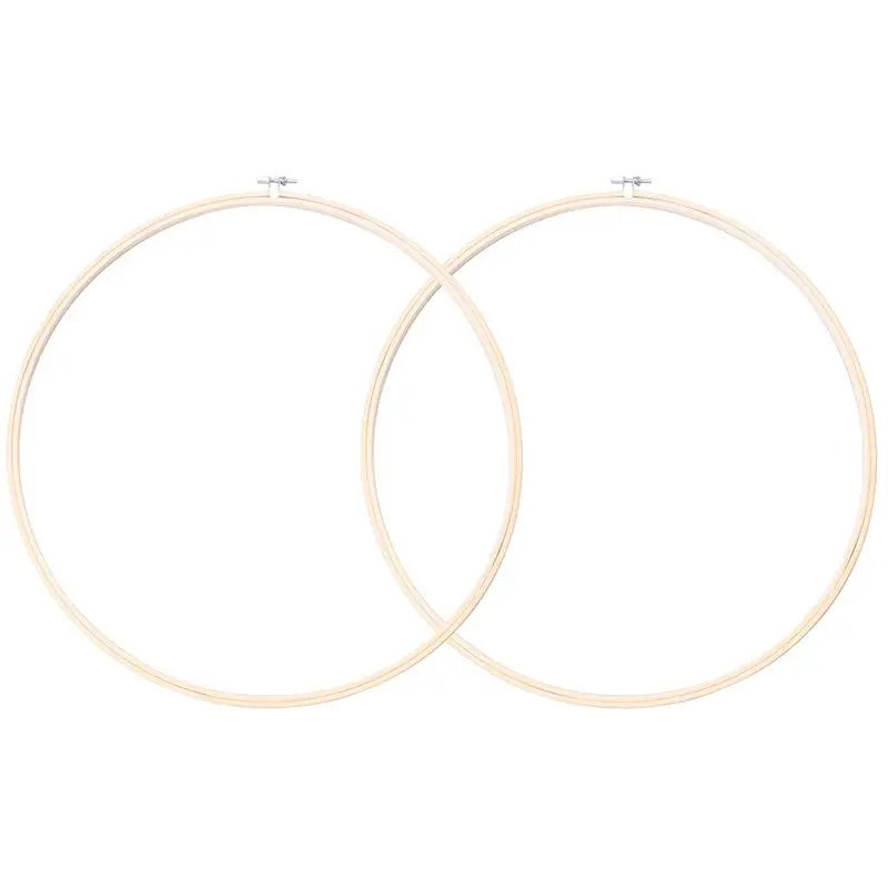 Hot kf-40Cm DIY Crosss Stitchs Embroidery Circle Bamboo Hoop Crosss Hoop Ring Support Wooden Needle Craft Tools Durable Easy To