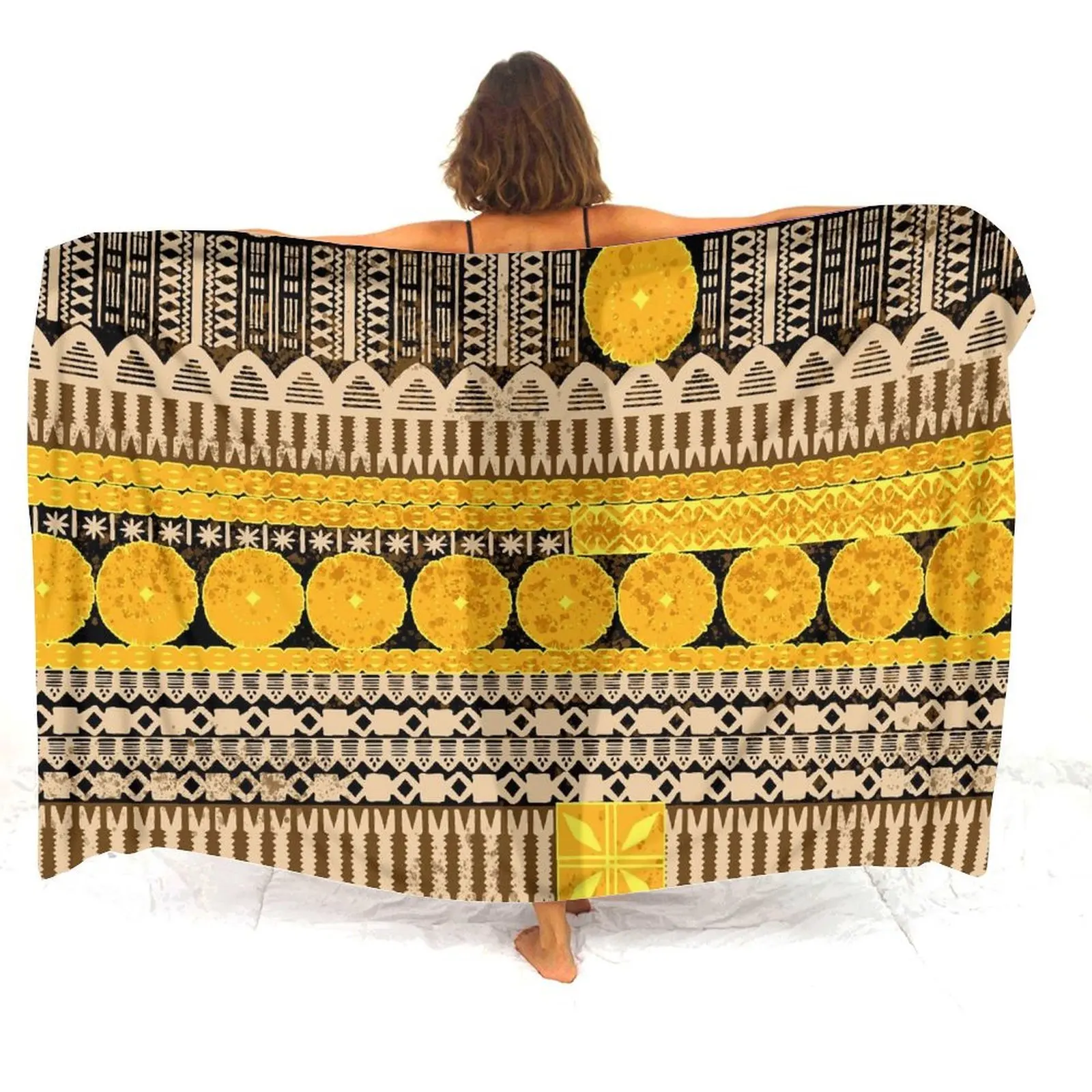 Retro One ชิ้นผ้ากันเปื้อน Sarongs Beach Wrap Polynesian Sun Protection สตรี Sarong ฤดูร้อนดอกไม้ที่กําหนดเองผ้า Sarong กระโปรง