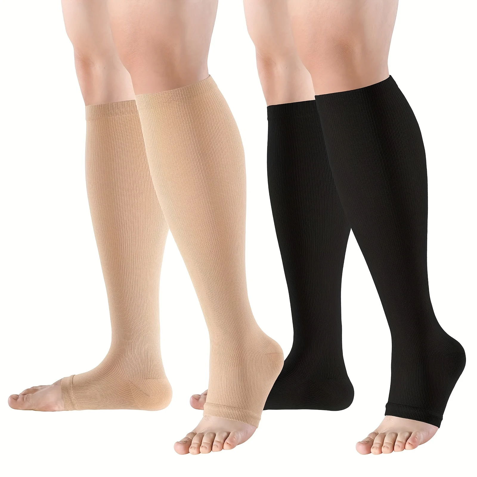 

2 Pairs Compression Socks for Men & Women Support Cycling Dancing Yoga of Knee High Compression Socks Gift for Mom