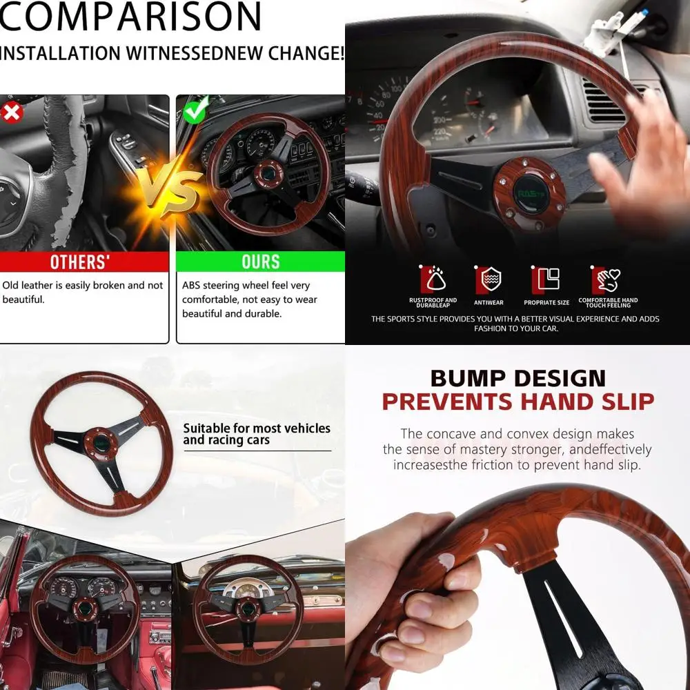 

Универсальный гоночный руль, 13,58 дюйма/345 мм, 6 болтов, руль из АБС-пластика и алюминия (деревянный патч)