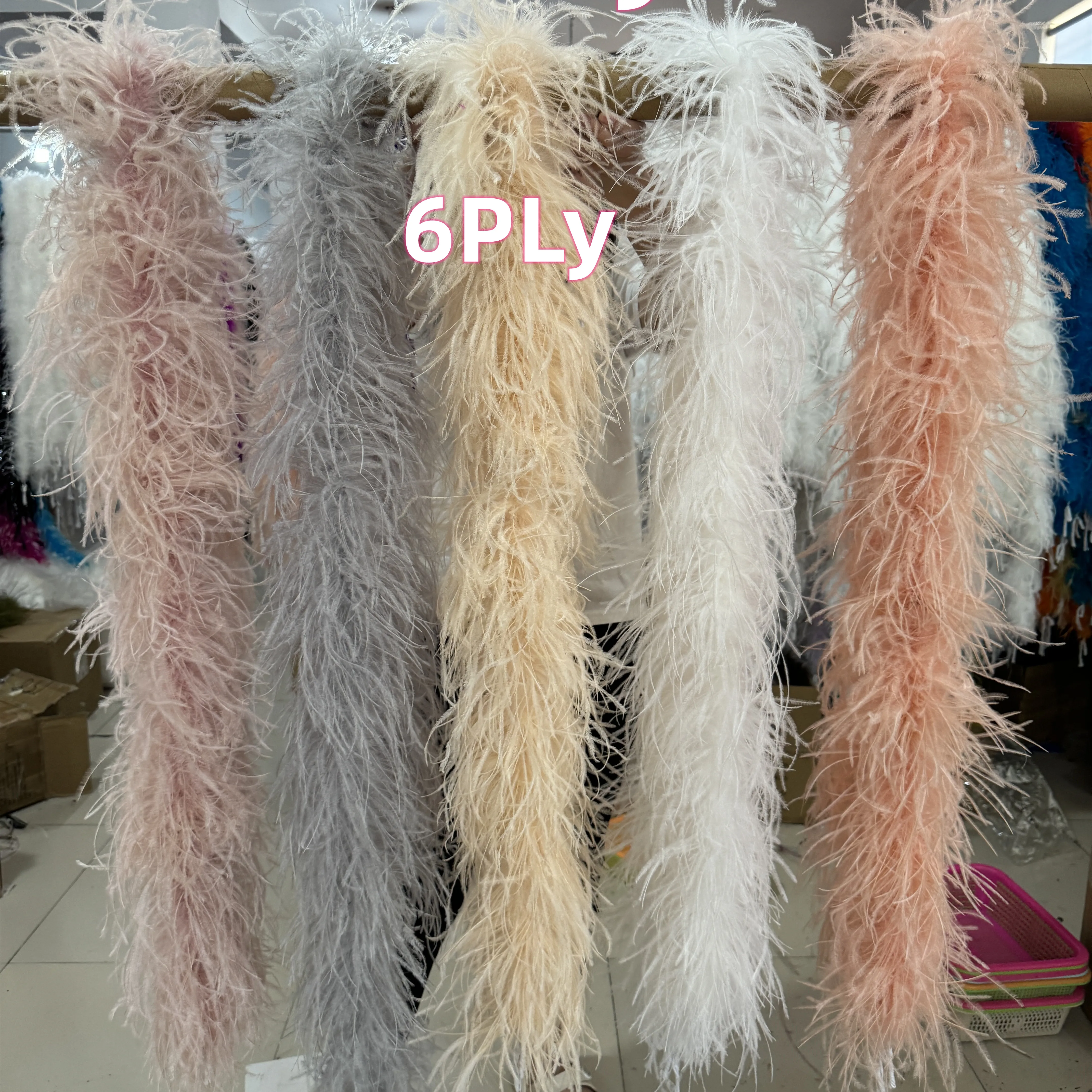 

6 Ply Thick Ostrich Feathers Boa Colored Natural Plumes Shawl Scarf Carnival Fashion Show Clothing Dressing Sewing Accessories