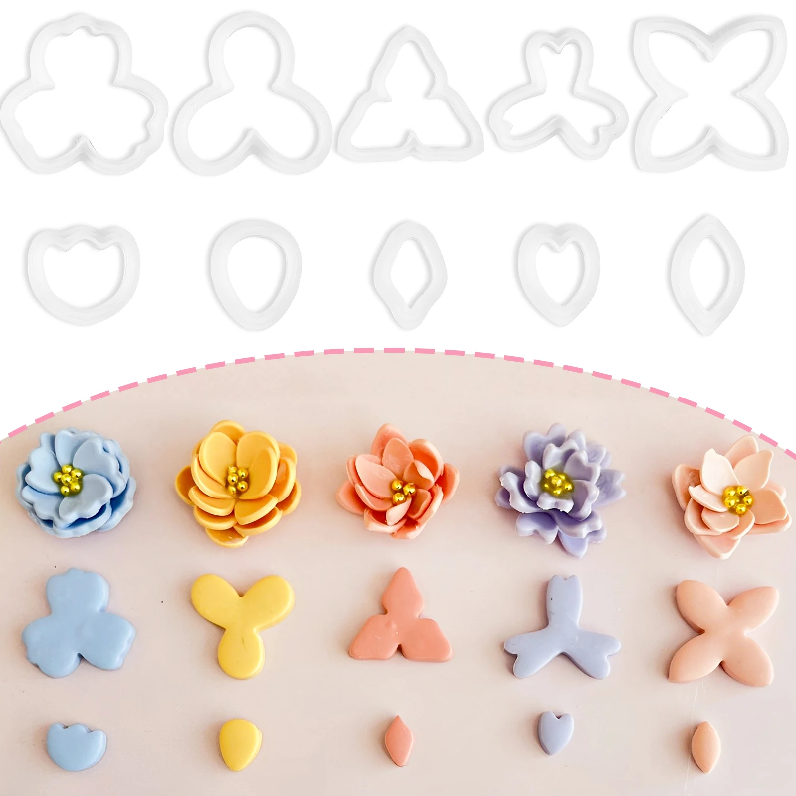 10 Pcs Polymer Clay Cutters 10 Shapes Petal Clay Cutters Beautiful Polymer Clay Jewelry Cutters Unique Mini Clay Cutters for Ear