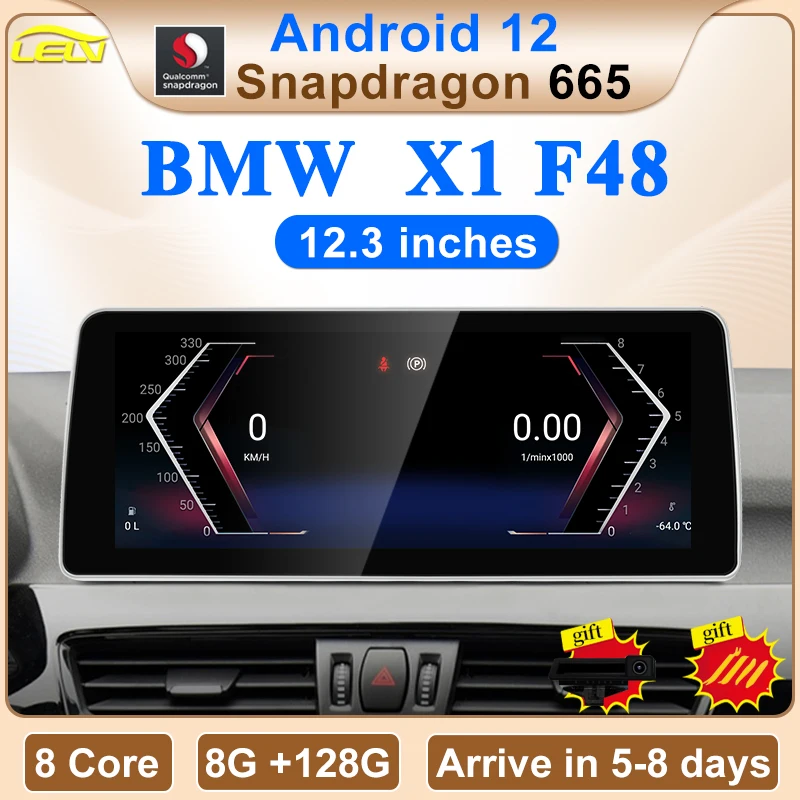 

NEW ID8 Snapdragon665 8G 128G 12.3inch Apple Carplay For BMW X1 F48 Multimedia Navigation Intelligent System Car Video Player