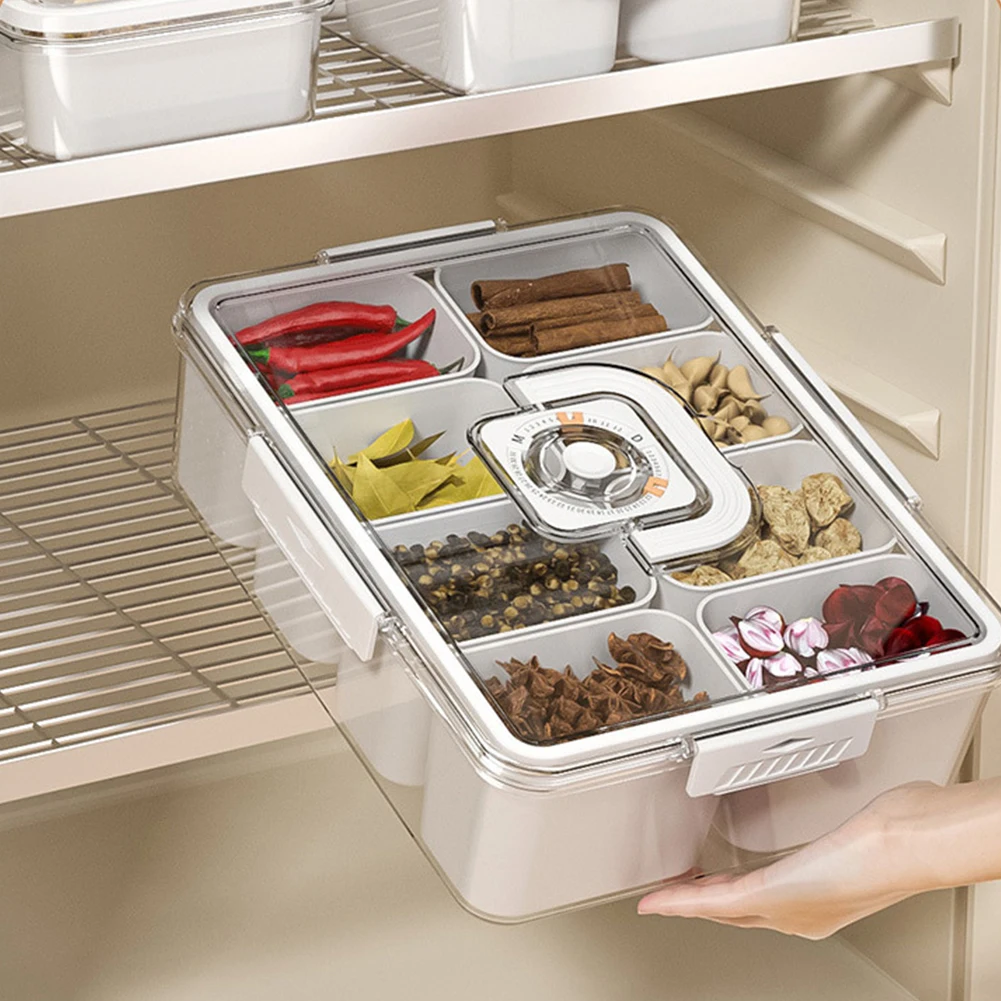 Divided Serving Tray With Lid Snackle Box Refrigerator Organizers Portable Food Storage Charcuteries Snack Lunch Containers