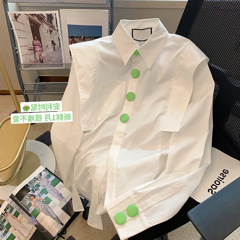 Loose Blusas Mujer Tops Chic Button White Lapel Shirt Women Camisa Feminina Spring Casual Blouses Wild Shirts for