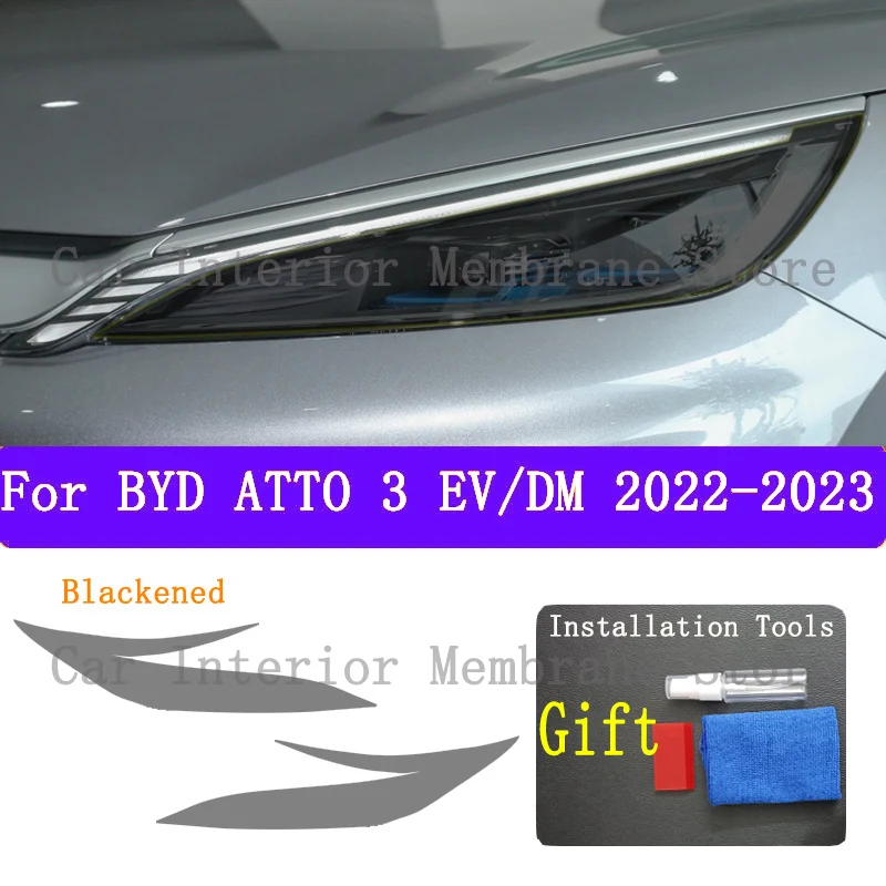 

For BYD ATTO 3 EV Electric 2022 2023 DMI Car Headlight Protection Tint Film Smoke Black Transparent TPU Protective Light Sticker