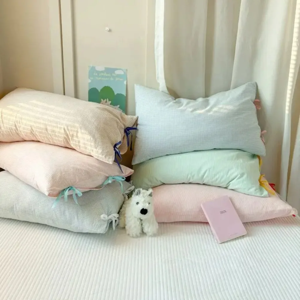 48x74cm Bow Pillow Cover Solid Color Soft Comfortable Covers Cotton Pillow Cover Cute Pillow Sham for Beds Home Decoration Gifts