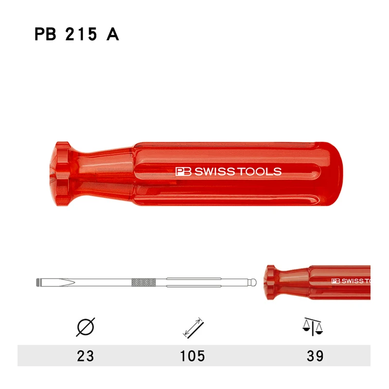 PB SWISS TOOLS Screwdriver Handle for Slotted and Phillips Bit Hand Tools PB 8215.A/PB 8215.A-ESD/PB 215.A/PB 215 PH/PB 215 C