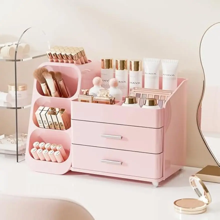 

Large Acrylic Makeup Organizer with Drawers for Vanity, Bathroom, and Desk Storage