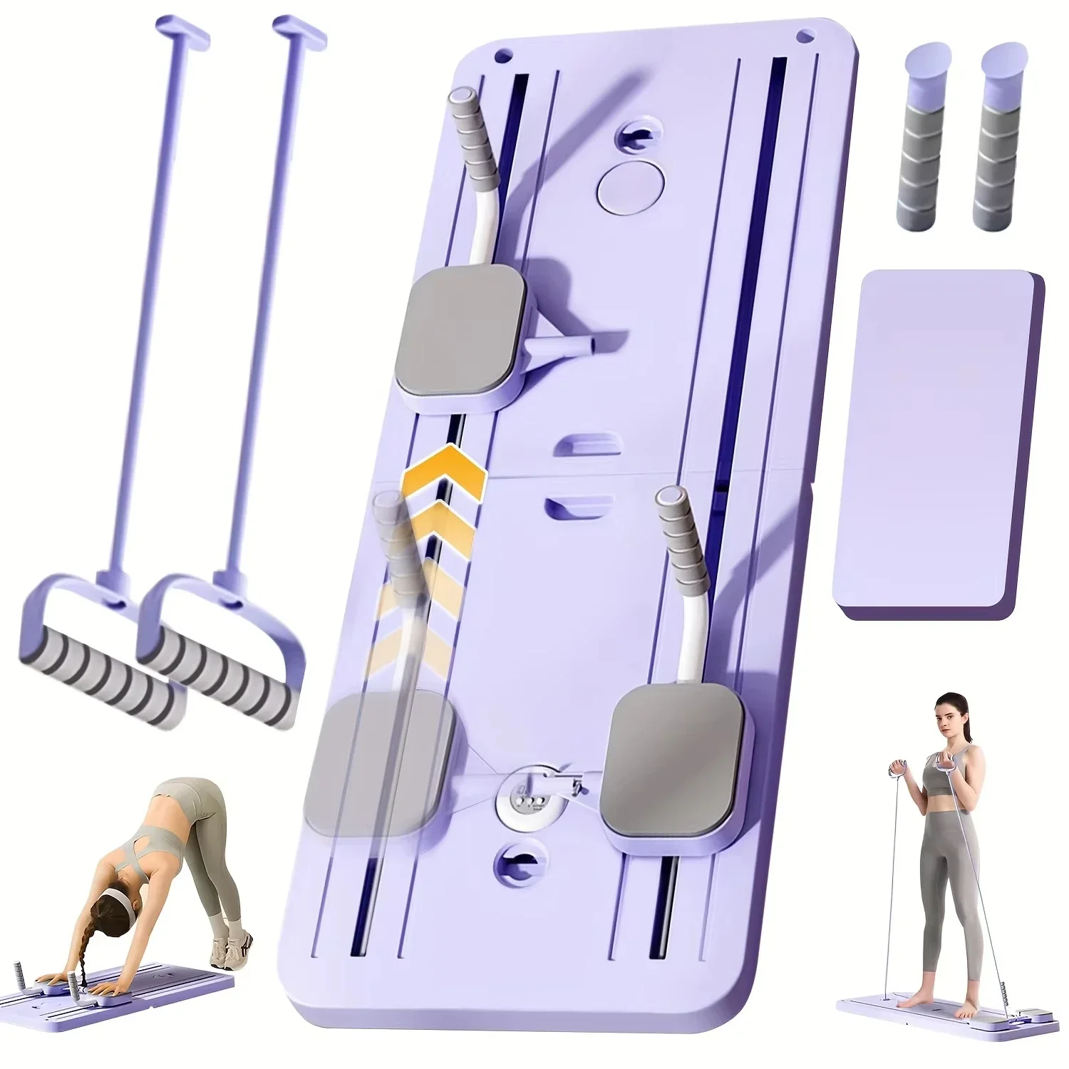 6 In 1 Multi-Purpose Foldable Pilates Reformer Board Set With Timer Pilates Equipment Ab Exercise Abs Roller For Home