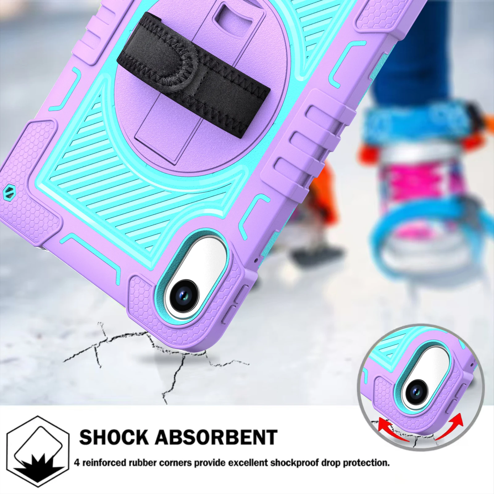 360 Rotating Stand Armor Case For Xiaomi Redmi Pad 2 2025 11 inch Model 25040RP0AG Hybrid Cover With Shoulder Strap Silicone+PC