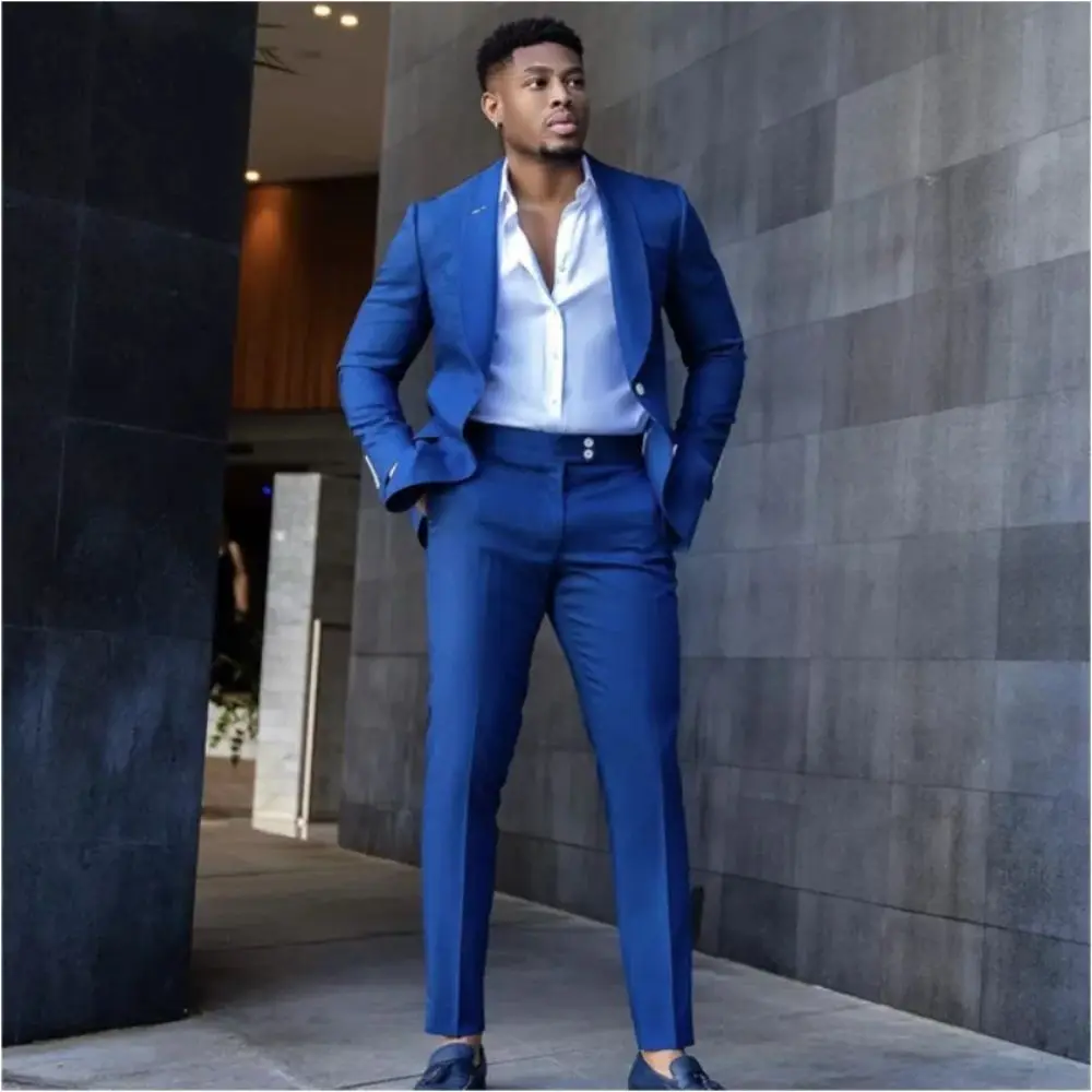 

NEW Handsome Royal Blue Men Suits Slim Fit Wedding Formal Groom Tuexdoes Terno Masculino Custom Made Men's Clothes Blazer Pants