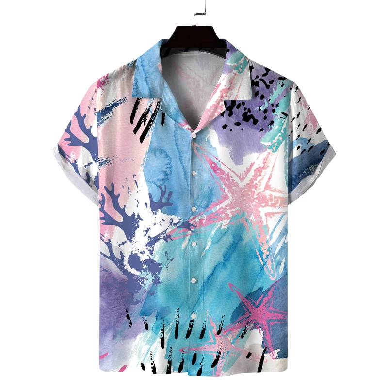 

Hawaii vacation-style 3D pattern printed men's street fashion quick-drying breathable shirt, summer Aloha Brazilian collar shirt