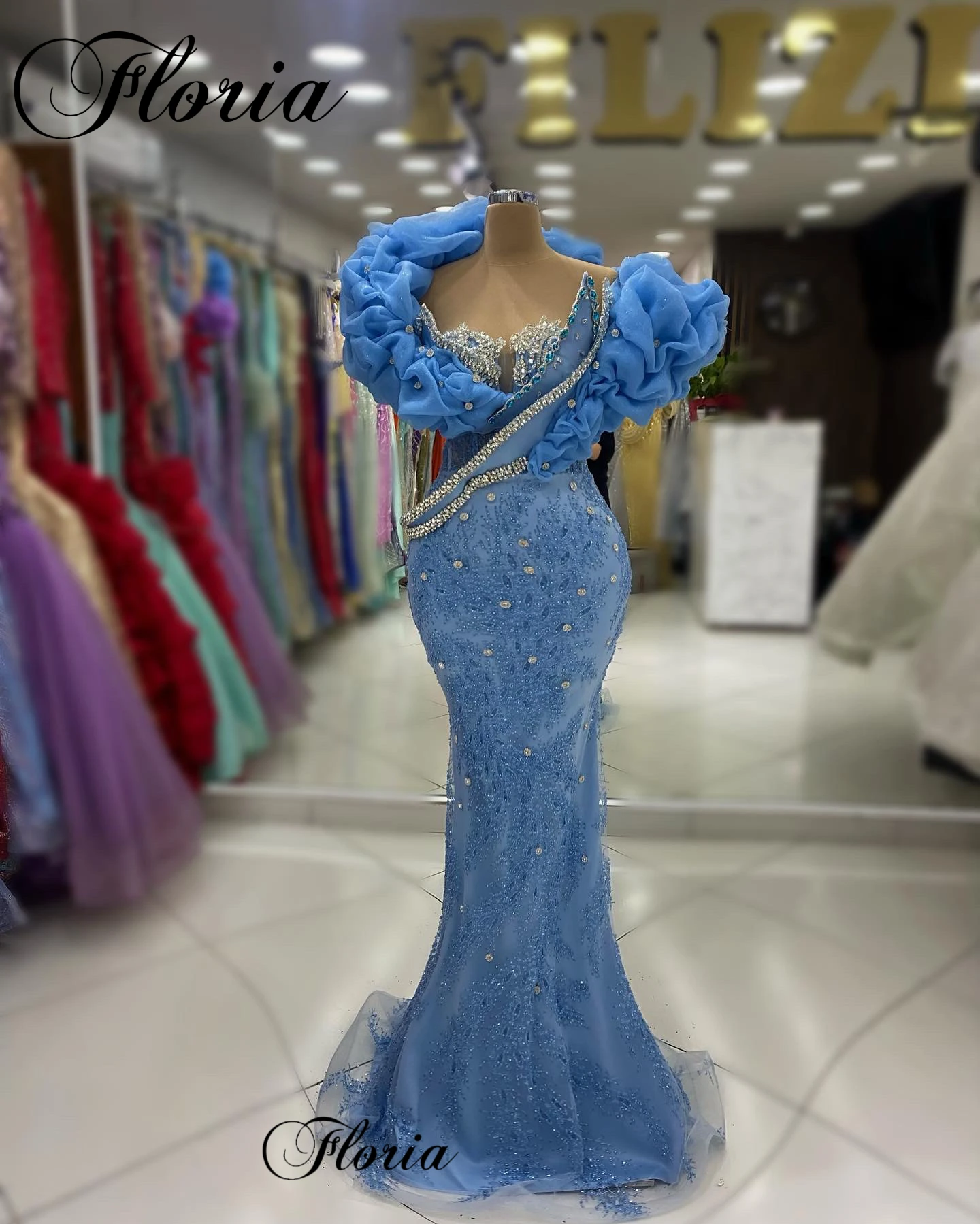 New Fashion Blue Cocktail Dresses For Women Sleeveless Crystals Prom Dresses Elegant Celebrity Dresses Custom Vestidos De Cóctel