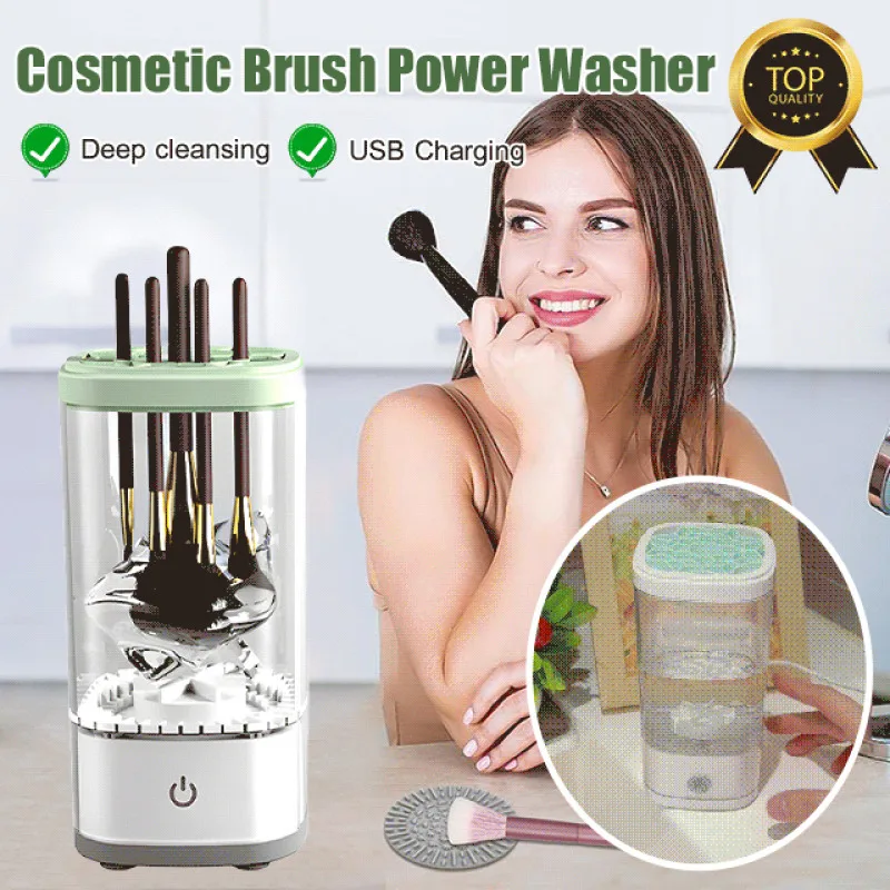 Thermal sensor automatic quick-drying electric make-up brush cleaner home beauty brush dumping tool cleaning machine