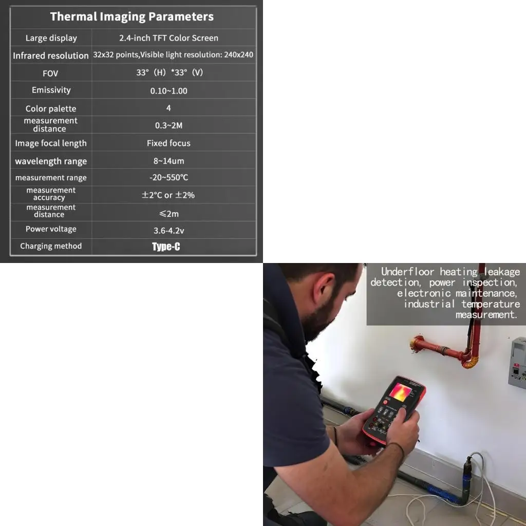 62KD Handheld Ultrared Multimeter Tool For Harsh Work Environment Precise Temperature And Measurements In Tight Space
