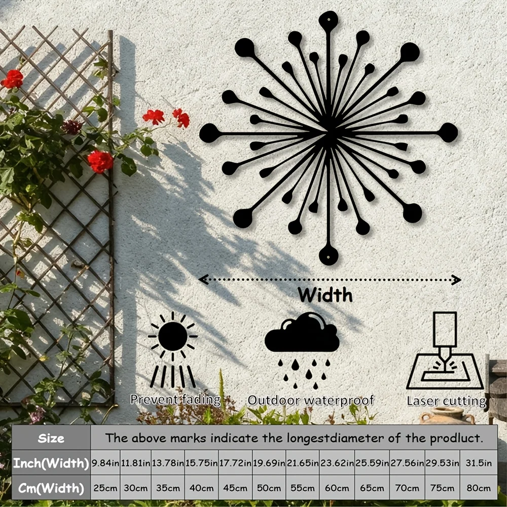 1pc 2D Flat Firework Burst Metal Wall Art, Abstract Iron Decor for Living Room Bedroom Office