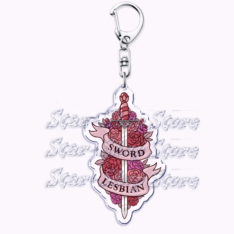 Flower SWORD LESBIAN Keychains for Accessories Bag WE FIGHT AS ONE Weapon Pendant Keyring Key Chains Jewelry Fans Lovers Gifts