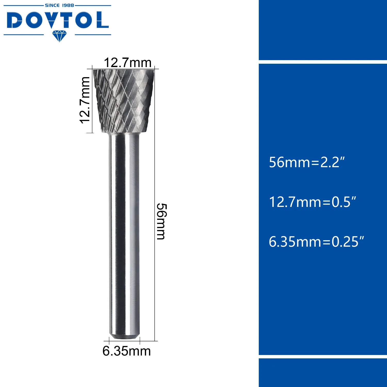 SN-4 Tungsten Carbide Burr Rotary File Inverted Cone Shape Double Cut with 1/4''Shank for Die Grinder Drill Bit