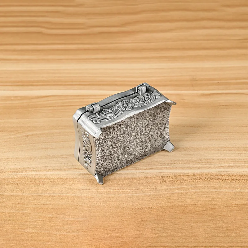 

Tiny Trinket Case Metal Grinding Earrings Necklace Organizer Jewelry Storage Box Fine Workmanship Christian Rosary Organizer