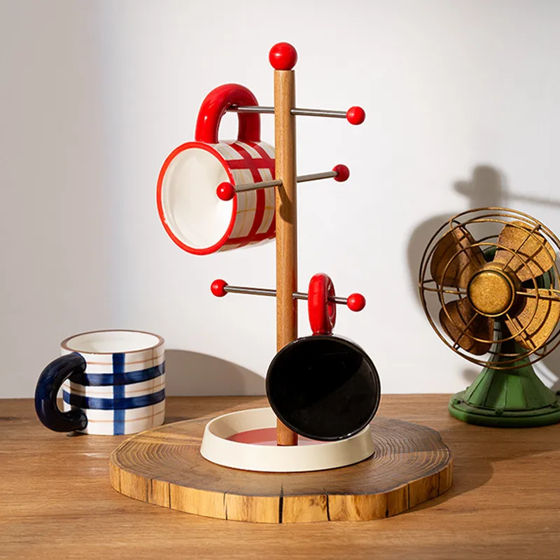 

Memphis Branch Cup Hanging Rack Jewelry Display Hanger Kitchen Solid Wood Mug Storage Upside Down Drain Organizer