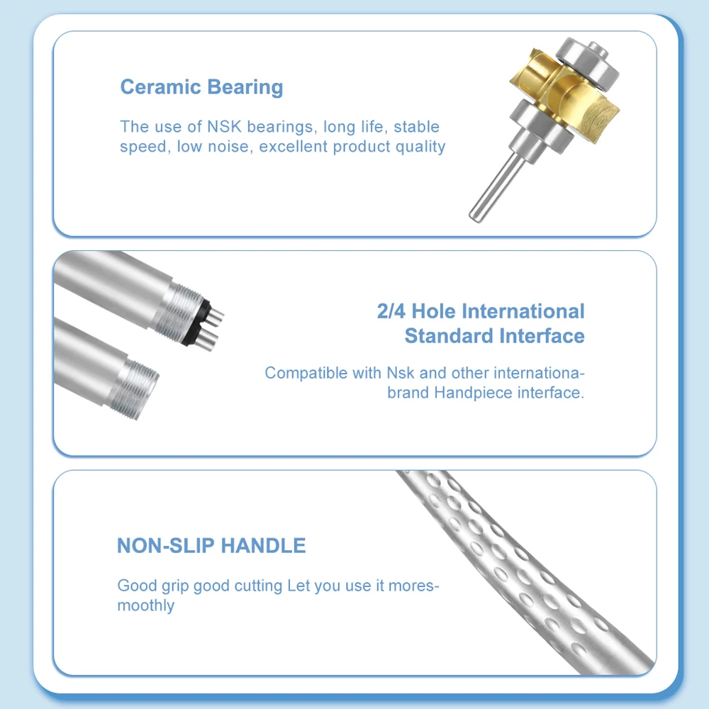 XYSZ Dental LED High Speed Handpiece Standard Head Air Turbine E-Generator Ceramic Bearing Dentist Tips Triple Water Spray