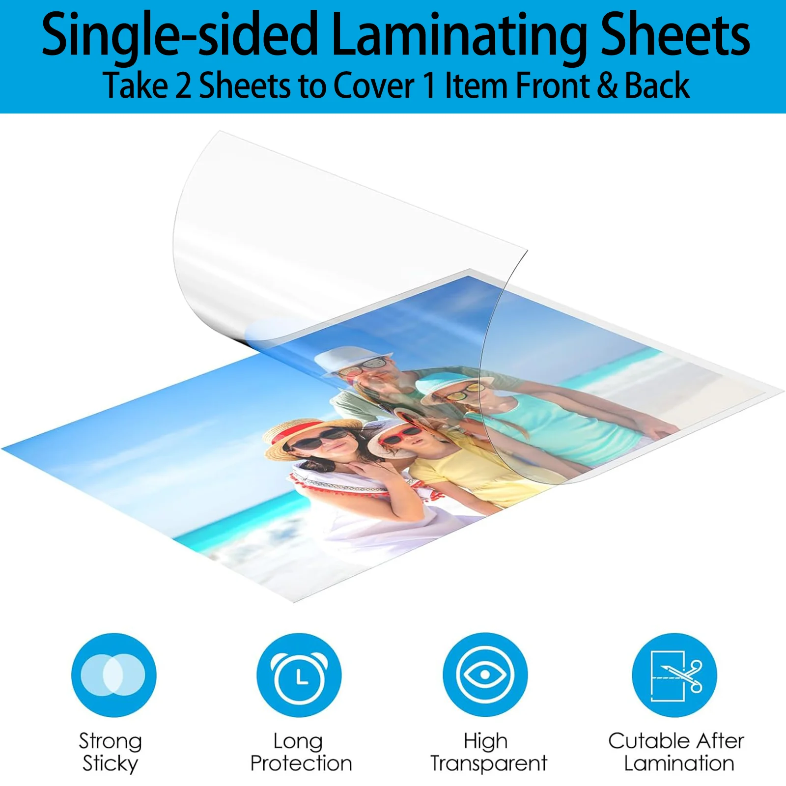 20/50 Sheets A4 Clear Glossy Cold Laminating Film Self-Adhesive Vinyl Sticker Waterproof Non-Printable Office&Home Use
