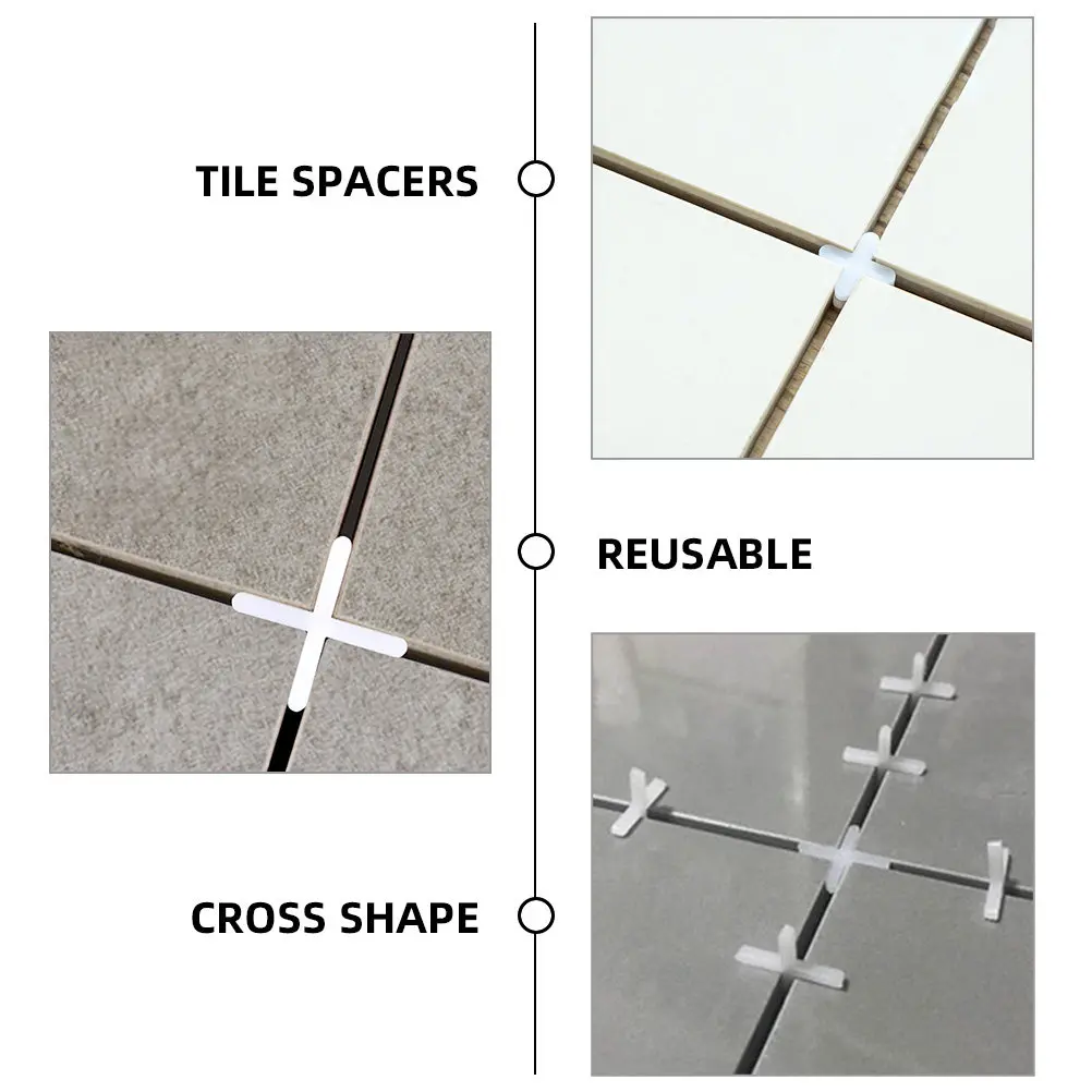 1000Pcs Ceramic Tile Spacers Shaped Floor Spacers Leveling System for Tiles Marble Porcelain Granite Tools for Tiles
