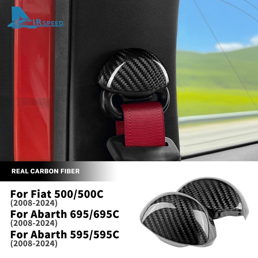 

Настоящая сухая наклейка из твердого углеродного волокна для Abarth 595 695 595C 695C Fiat 500 500C 2008-2024 LHD RHD автомобильный ремень безопасности внутренняя крышка