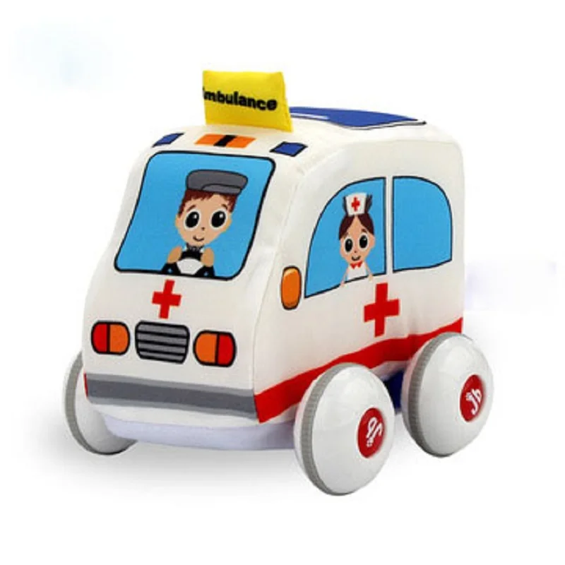 Coche de juguete de tela suave para bebé, juguete educativo de ambulancia para bebé, regalos para el Día de los niños, regalos de cumpleaños y Navidad